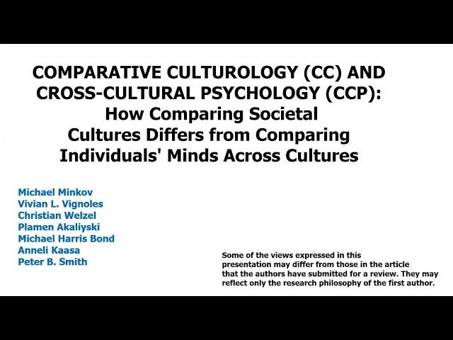 Michael Minkov: Comparative Culturology and Cross-Cultural Psychology