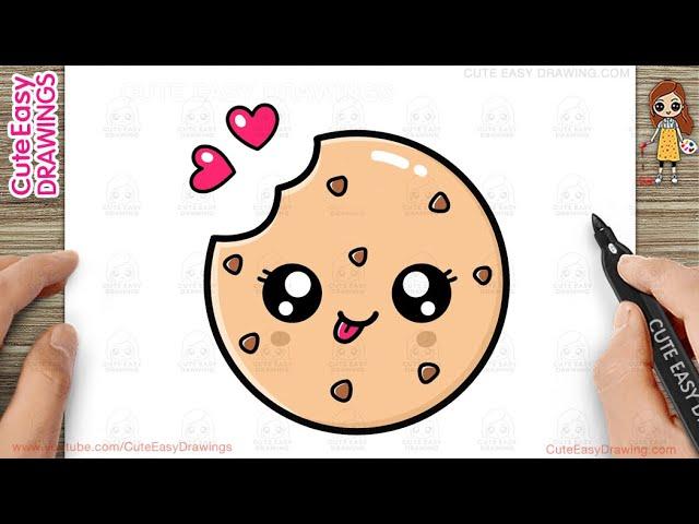 How to Draw a Cute Chocolate chip cookie  Simple & Easy for Kids