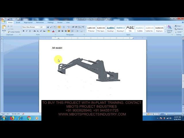 Design and Fabrication of DOF Hydraulic Extractor Mini JCB Mechanical Project-MBOTS INDUSTRY