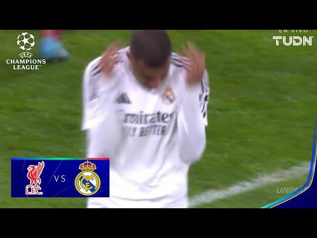 ¡LO FALLÓ! Mbappé perdona un penal | Liverpool 1-0 Real Madrid | UEFA Champions League 24/25 | TUDN