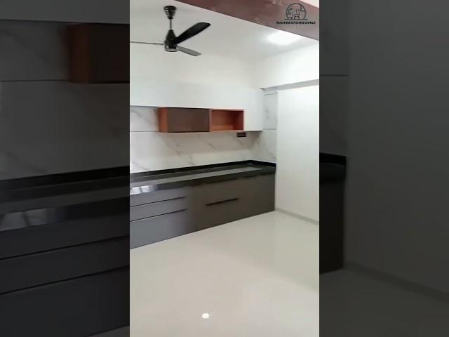 Dark Grey Fully Modular Kitchen 2MM Acrylic Kitchen | #kitchen #shorts #reels #youtubeshorts