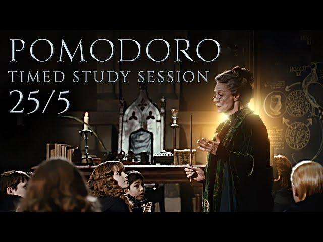  Study Session with Mcgonagall | Pomodoro 25/5 Timer Harry Potter inspired Ambience for Study 