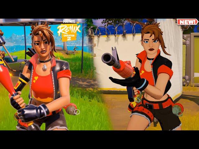 Fortnite DYNAMO TNTINA Skin GAMEPLAY! (CH2 Remix Battle Pass Outfit)