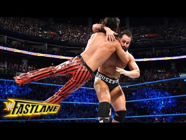 Rusev smashes Shinsuke Nakamura into the ringside barrier: WWE Fastlane 2018 (WWE Network Exclusive)