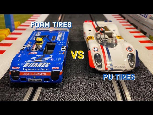 High Performance Sponge Wheels by Scaleauto vs. PU Tyres by Ortmann. foam rubber tires slot car