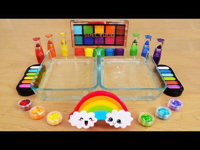 Rainbow - Mixing Makeup Eyeshadow Into Slime! Special Series 96 Satisfying Slime Video