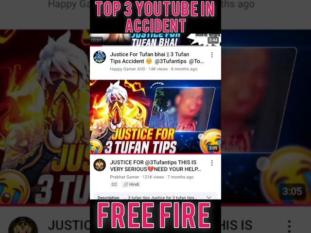 top 3 best youtuber in accident 2024 bahut dard nak #freefire #garenafreefire #freefiremax #free