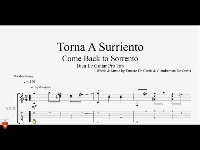 Come Back To Sorrento (Torna A Surriento) - Guitar Tutorial + TAB