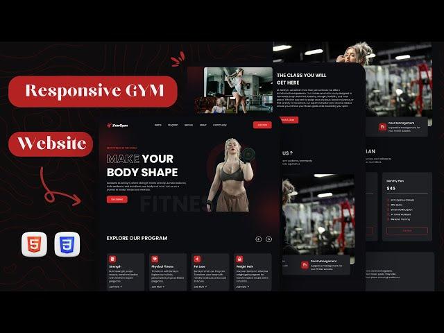 Build and Deploy A Responsive GYM Website from Scratch | HTML, CSS Tutorial