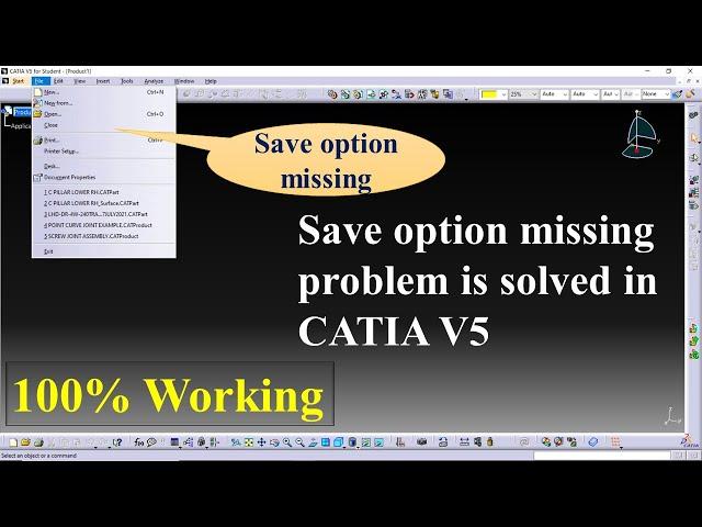 File Save Option Missing Problem Solved in CATIA V5 | CADD Skills