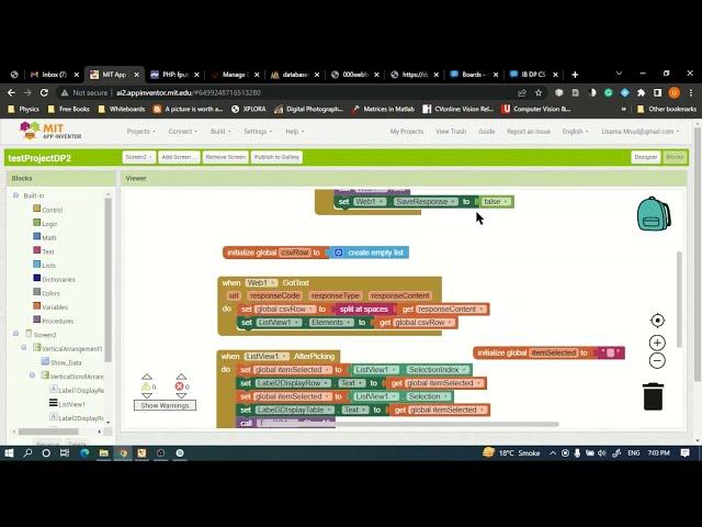 MySQL to csv to ListView using php and MIT App Inventor