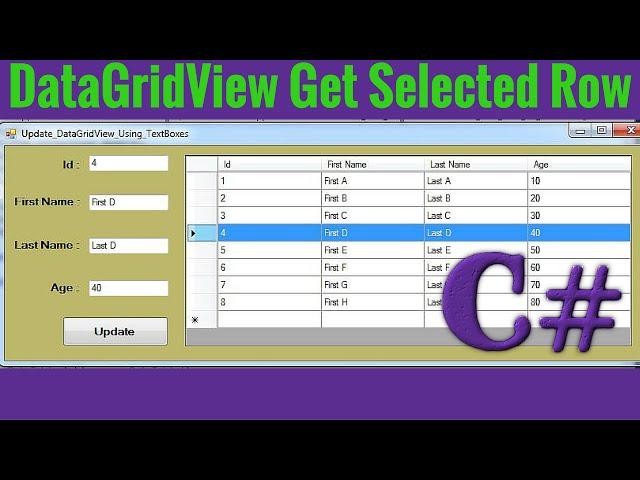 C# - Get Selected Row Values From DataGridView Into TextBox In C# [ With Source Code ]