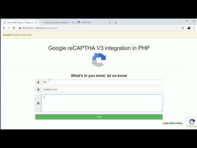 Google reCAPTCHA V3 integration in PHP