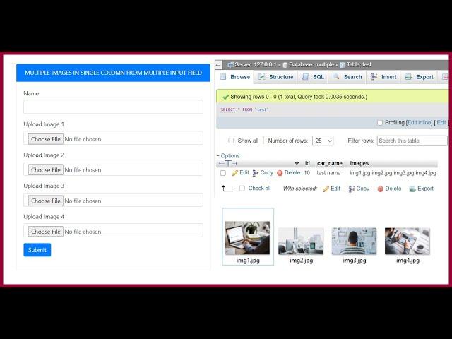 Multiple Images Upload from Multiple Input Field in Single Column || PHP Tutorial || Player of Code