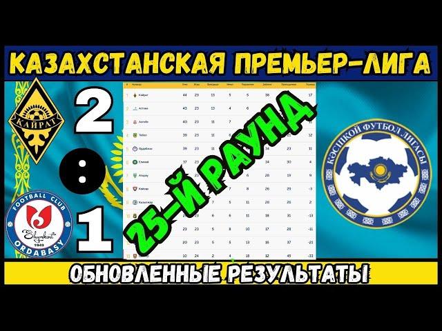 ОБНОВЛЕННАЯ ТАБЛИЦА ПРЕМЬЕР-ЛИГИ КАЗАХСТАНА 2024 — 25-Й ТУР — РАСПИСАНИЕ И РЕЗУЛЬТАТЫ