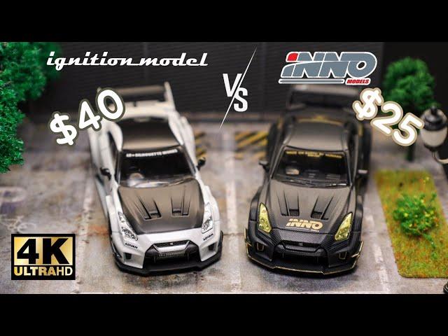 Ignition model vs Inno64 1:64 - LBWK 35GT-RR Nissan Skyline GT-R R35 l Cinema Shot 4K Die-cast