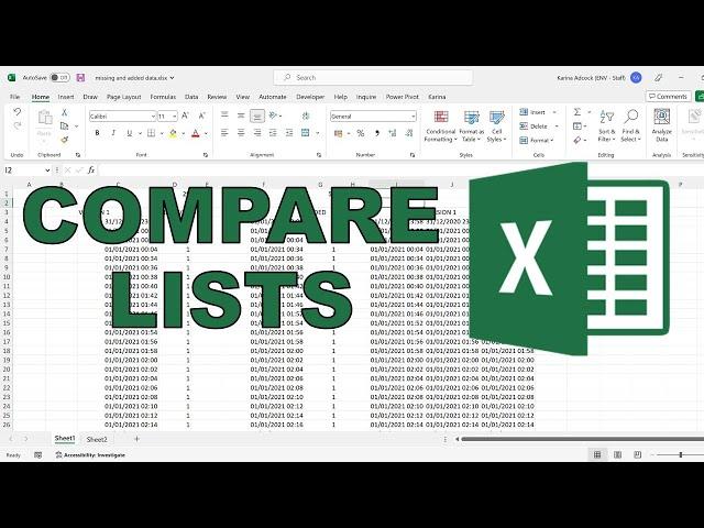 How to compare two lists to find missing values in excel