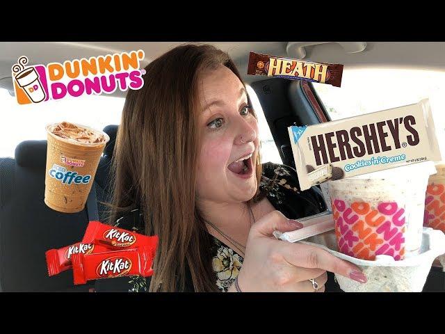 Trying Dunkin' Donuts new CANDY BAR flavors | Courtney Bond