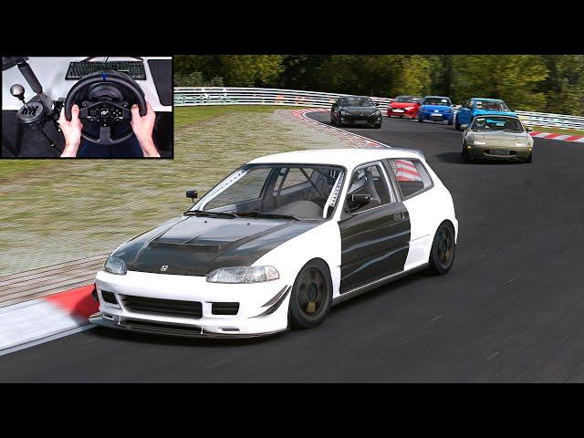 Honda Civic EG6 - Nürburgring Nordschleife BTG Trackday - Assetto Corsa | Steering Wheel Gameplay