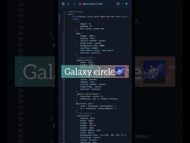 Galaxy button with subscribe & like button | #HTML #CSS #learnwebcode #beginnerscoding #popular