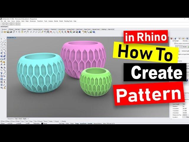 How to Create Pattern on a Vase Design: Rhino 3D CAD Technique #23 (2019)