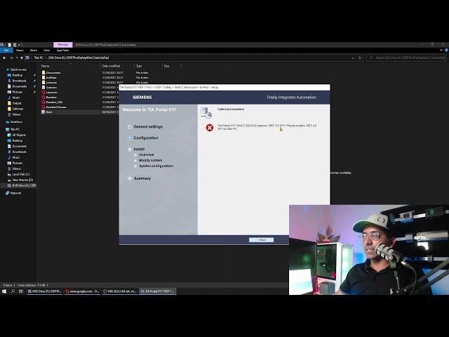 TIA Portal v17 Installation - How to enable .NET 3.5 SP1 (Windows 10/11)