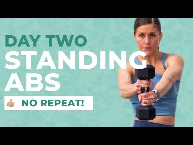 Ab Challenge Day 2: 7-Minute Standing Abs (No Repeats, One Dumbbell)