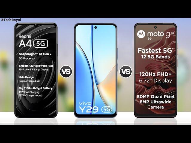 Redmi A4 5g vs Vivo Y29 5g vs Moto G35 5g || Full Comparison