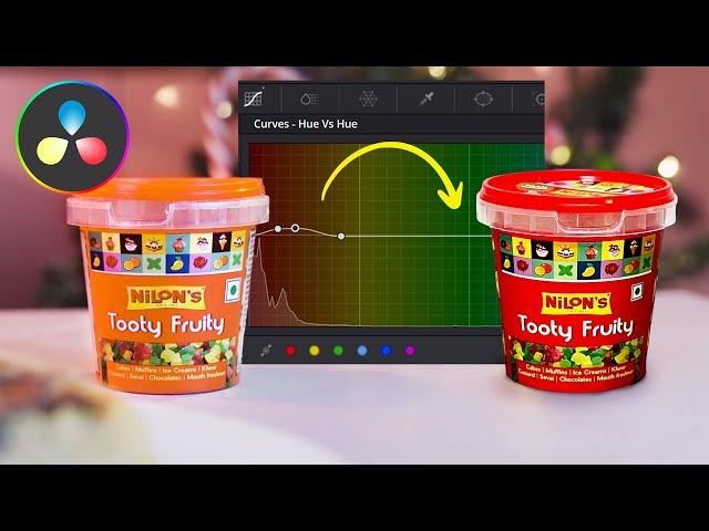 Changing Product Package Color in Da Vinci Resolve using Hue Vs Hue | Ai-based video edit