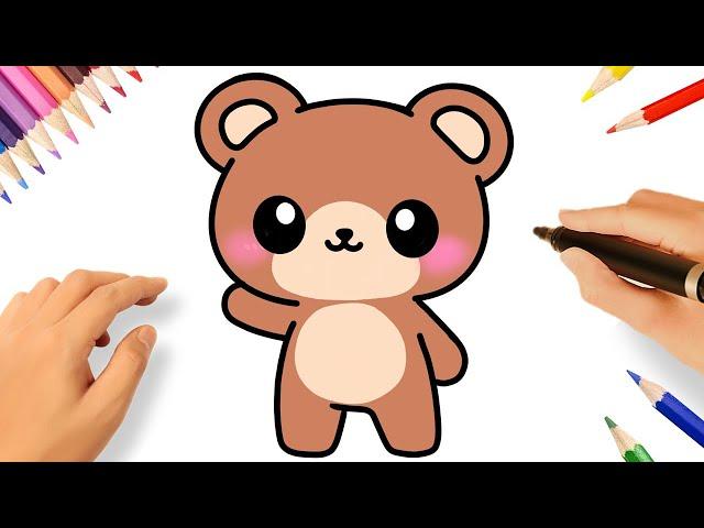 CÓMO DIBUJAR UN OSITO KAWAII FACIL 