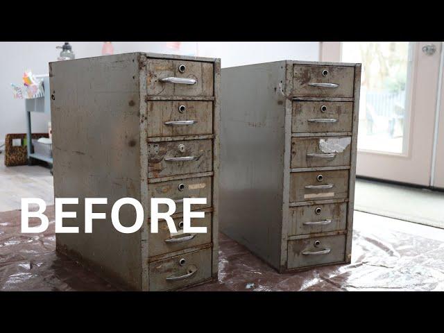 BEFORE & AFTER: Pretty Metal Cabinet Makeover! - Thrift Diving