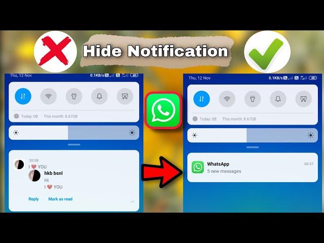 how to hide WhatsApp message content in notification bar android | Whatsapp tips and tricks