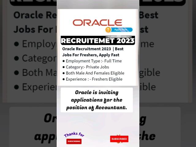 Oracle is inviting applications for the position of Accountant.#jobs2023 #job #privatejobs2023