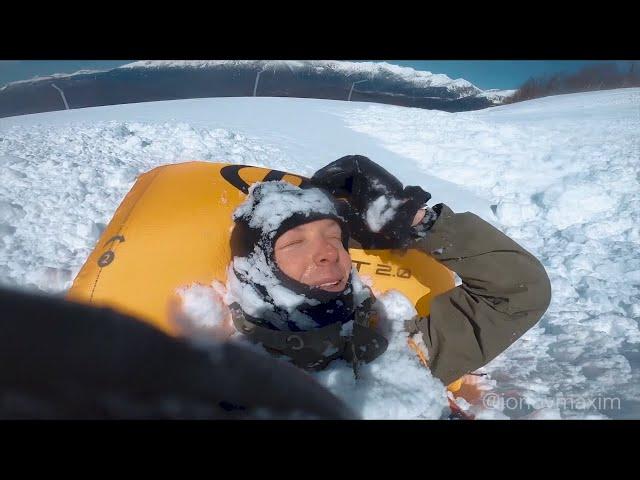 Лавина и Сноубордист в Сочи. Красная Поляна | Snowboarder in Avalanche