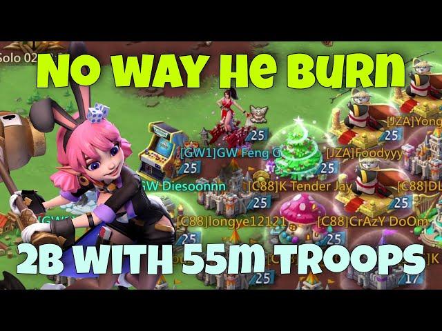 Lords Mobile - No way this dude burn! 2b castle with 50m and a lot T4s got annihilated by Feng