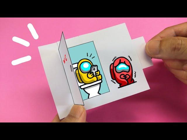 COOL！PAPER CRAFT IDEA with Among Us Mini Crewmate vs Door｜Very Easy！Paper Craft DIY Tutorial