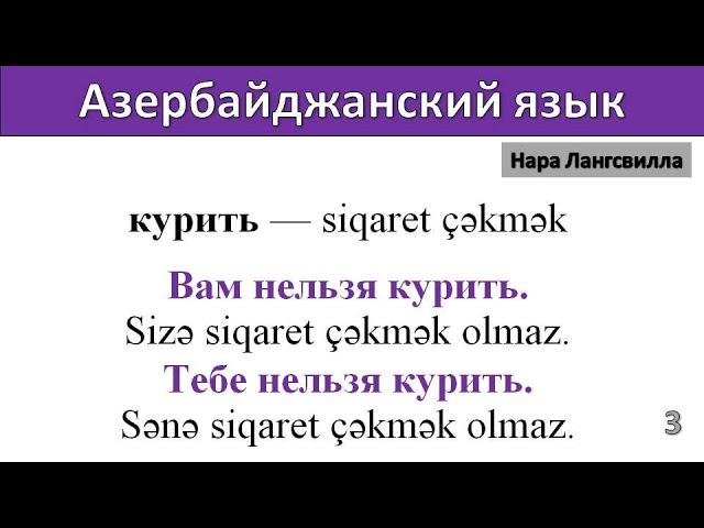 Азербайджанский язык /  Выражения Я хочу пить, я хочу есть и т д. Видео на 02.01.2023