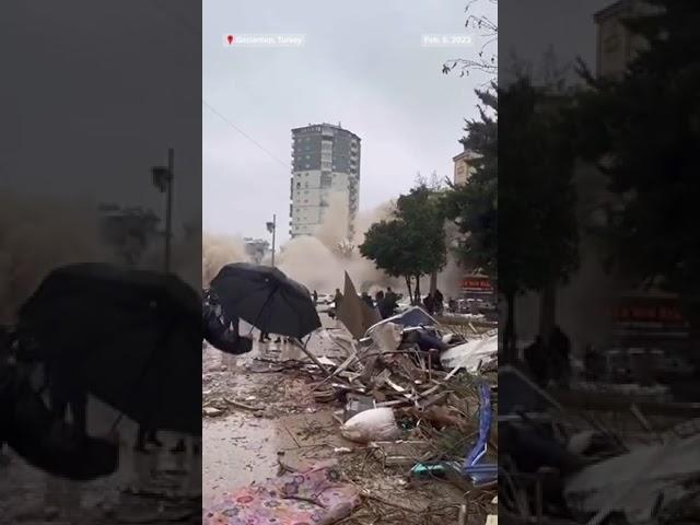 Buildings collapse following powerful #earthquakes in #Turkey and #Syria