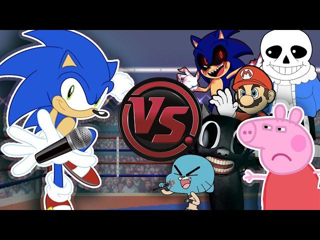 SONIC RAP CONCERT! (Sonic The Hedgehog vs Sonic.EXE, Sans, Mario, Gumball & More) CARTOON RAP ATTACK