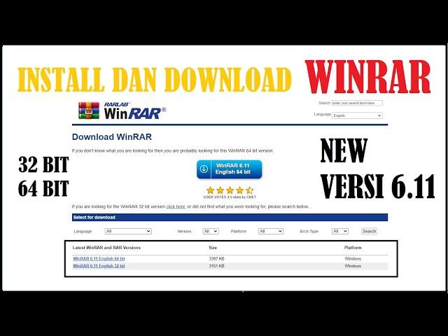 Cara Download dan Install WINRAR VERSI 32 BIT DAN 64 BIT