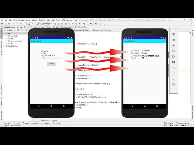 Enviar Parámetros, Datos, Arrays de un Activity a otro - Android Studio