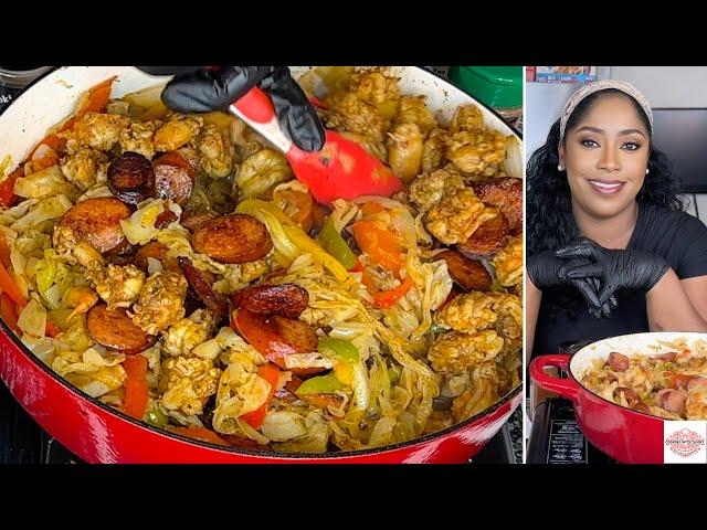 Southern Fried Cabbage Recipe | Southern Fried Cabbage with Cajun Shrimp And Sausage Recipe