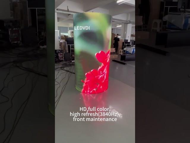 Factory price flexible led display cylindrical screen.WhatsApp:008618126257352 Web:www.ledvdi.com