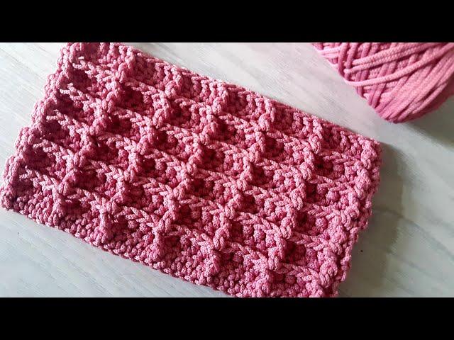 Рельефный узор крючком для ковриков, сумок.  Crochet pattern for rugs, bags.