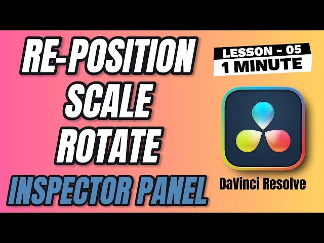 How to Position, Scale and Rotate with Inspector Panel - Lesson 5 DaVinci Resolve Tutorial