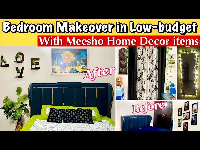 Middle Class BEDROOM MAKEOVER in Low Budget with Meesho HomeDecor Haul | Rental friendly Makeover