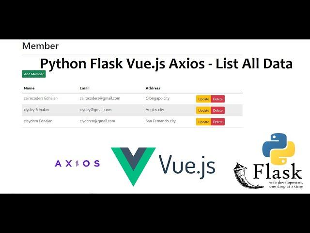 Python Flask Vue.js Axios - List All Data