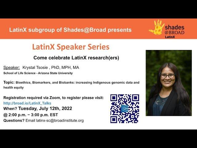 LatinX Speaker Series: Krystal Tsosie, PhD, MPH, MA