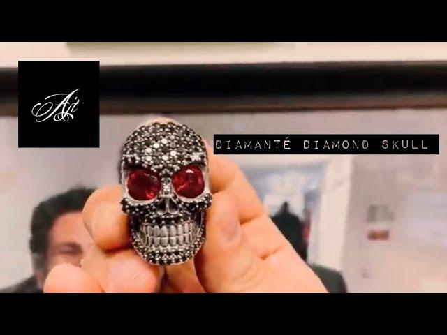 Diamante Black Diamond Skull Ring | AJT Jewellery