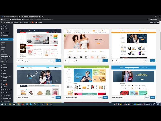 eMarket Theme Installation and Demo Import